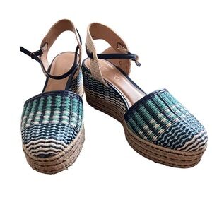Arezzo Women's Blue and Green Espadrille Wedges